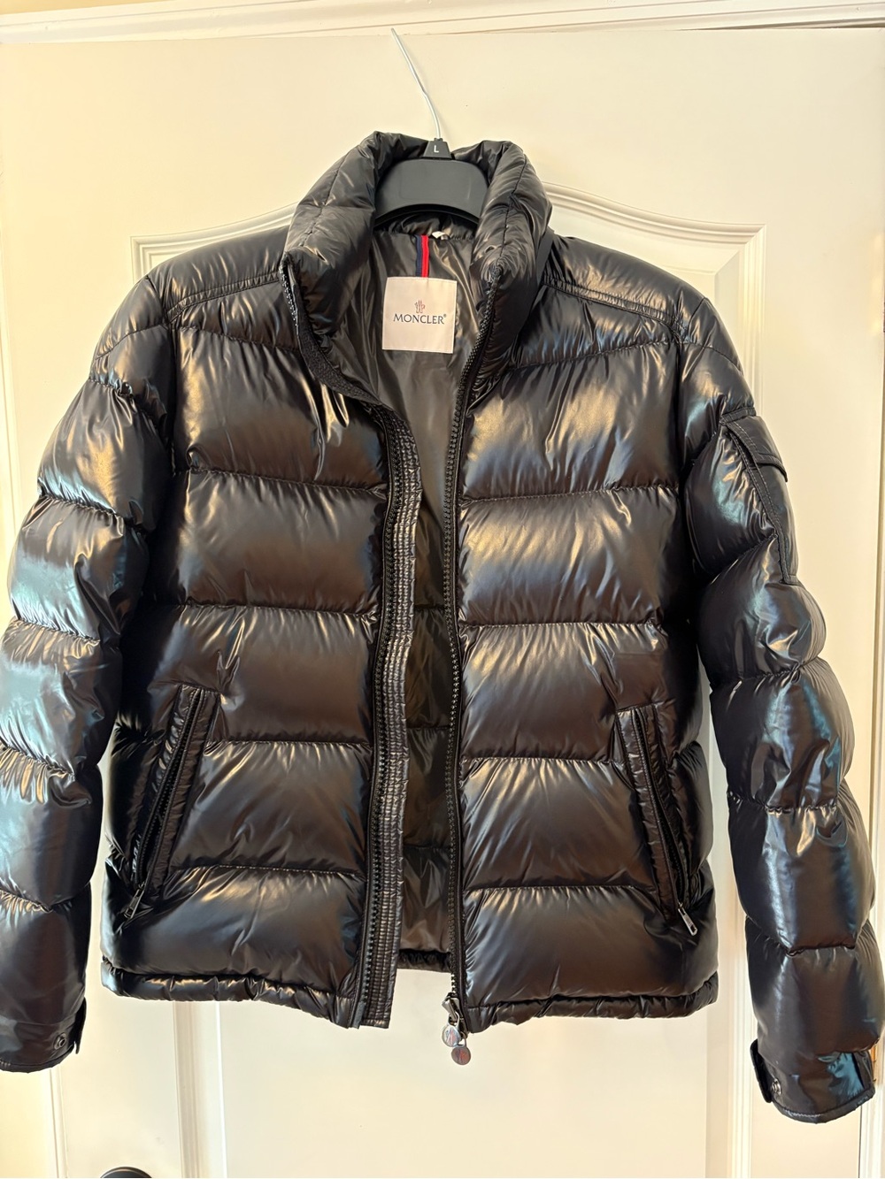 NWOT Moncler Men's Black Glossy Quilted Puffer Jacket - Size 3